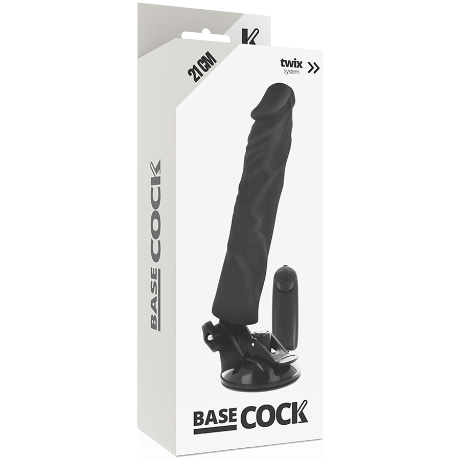 BASECOCK - VIBRATEUR RÉALISTE AVEC TÉLÉCOMMANDE NOIR 21 CM -O- 4 CM