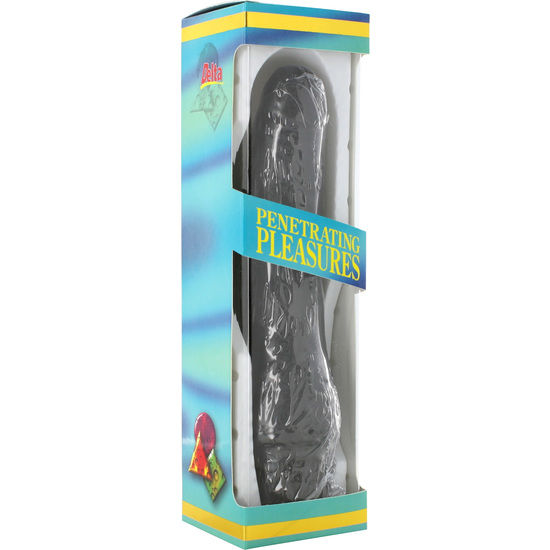 SEVEN CREATIONS - VINYL P-SHAPED VIBRATOR BLACK PENIS 20 CM