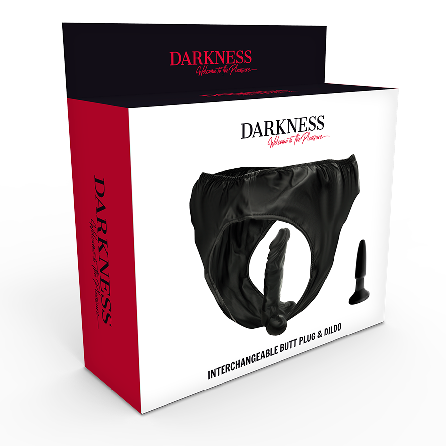 DARKNESS - SLIPJES MET PLUG EN VERWISSELBARE DILDO