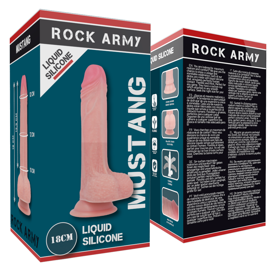 ROCKARMY - SILICONE LIQUIDE PREMIUM MUSTANG RÉALISTE 18 CM -O- 4,14 CM
