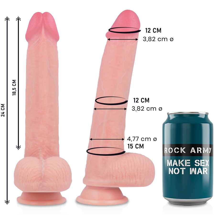 ROCKARMY - VLOEIBARE SILICONEN PREMIUM KINGCOBRA REALISTISCH 24 CM -O- 4.77 CM