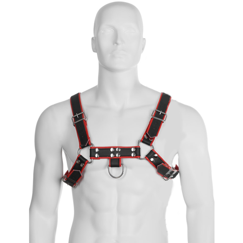 LEATHER BODY - CHAIN ​​HARNESS III BLACK/RED 