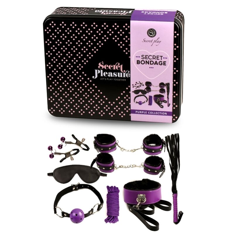 SECRETPLAY - ENSEMBLE BDSM 8PCS VIOLET / NOIR.