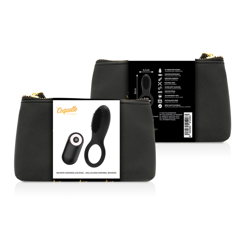 COQUETTE CHIC DESIRE - ANNEAU PÉNAL RECHARGEABLE TÉLÉCOMMANDE NOIR/OR