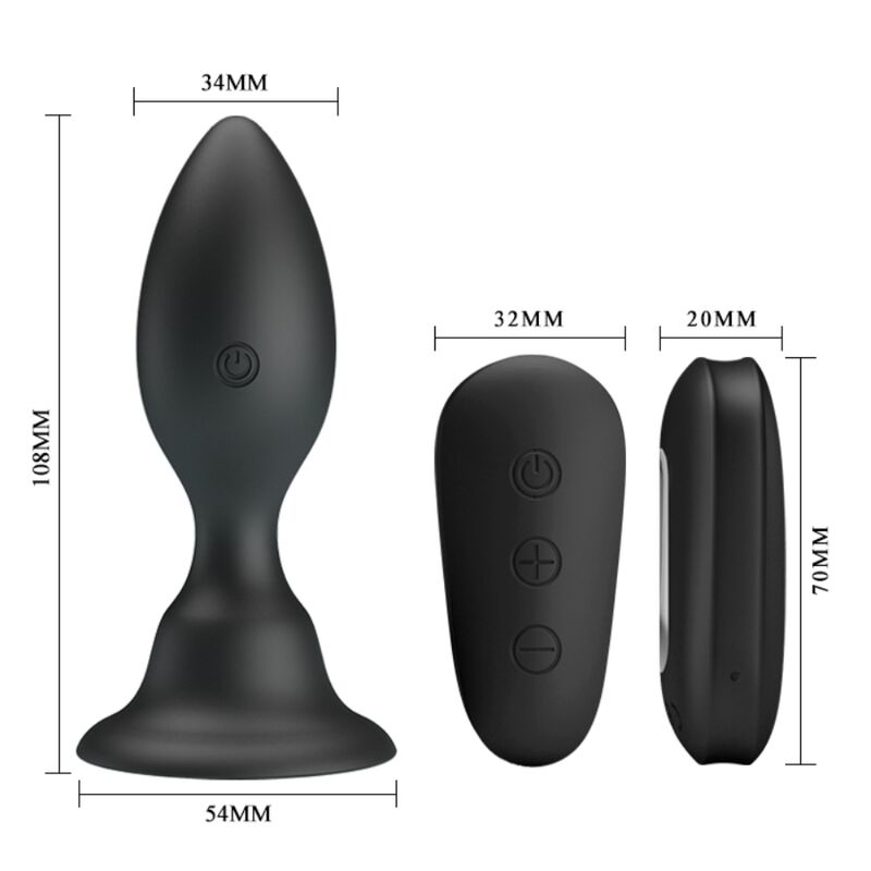 MR PLAY - PLUG ANAL AVEC VIBRATION, TÉLÉCOMMANDE NOIRE