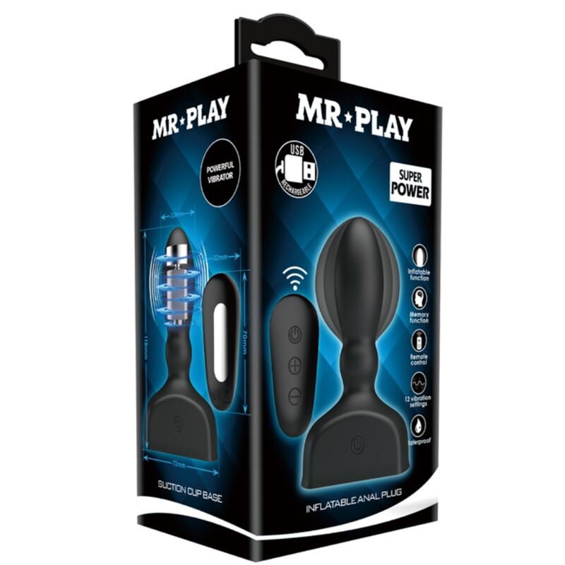 MR PLAY - PLUG ANAL GONFLABLE NOIR AVEC TÉLÉCOMMANDE
