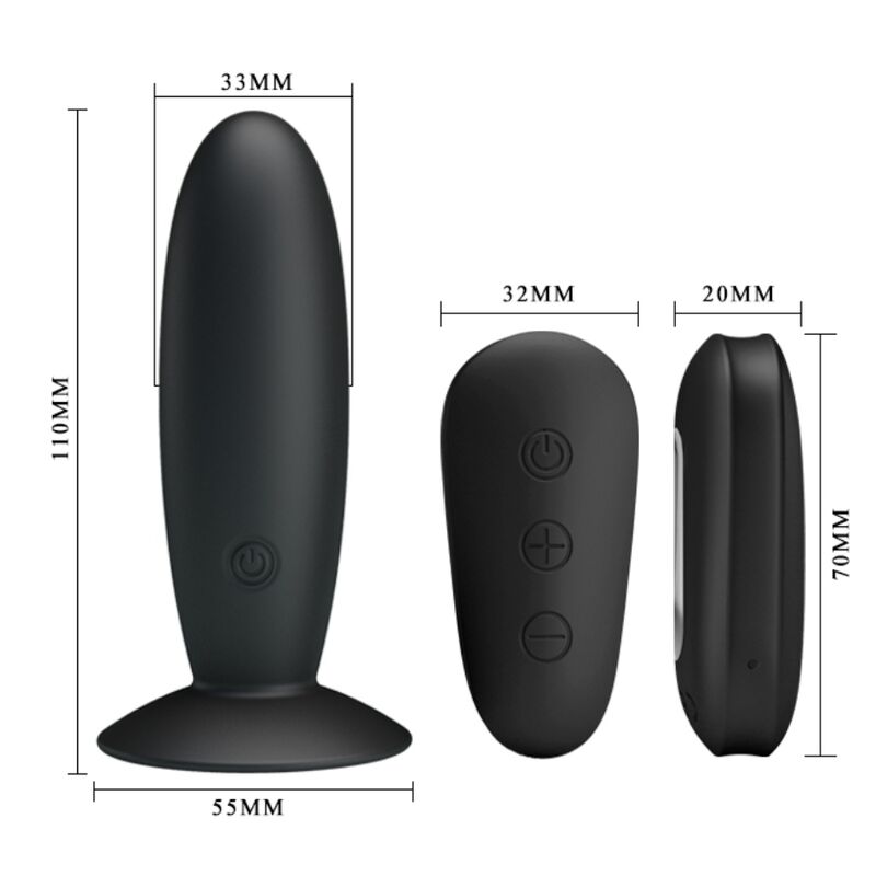 MR PLAY - PLUG ANAL AVEC VIBRATION, TÉLÉCOMMANDE NOIRE