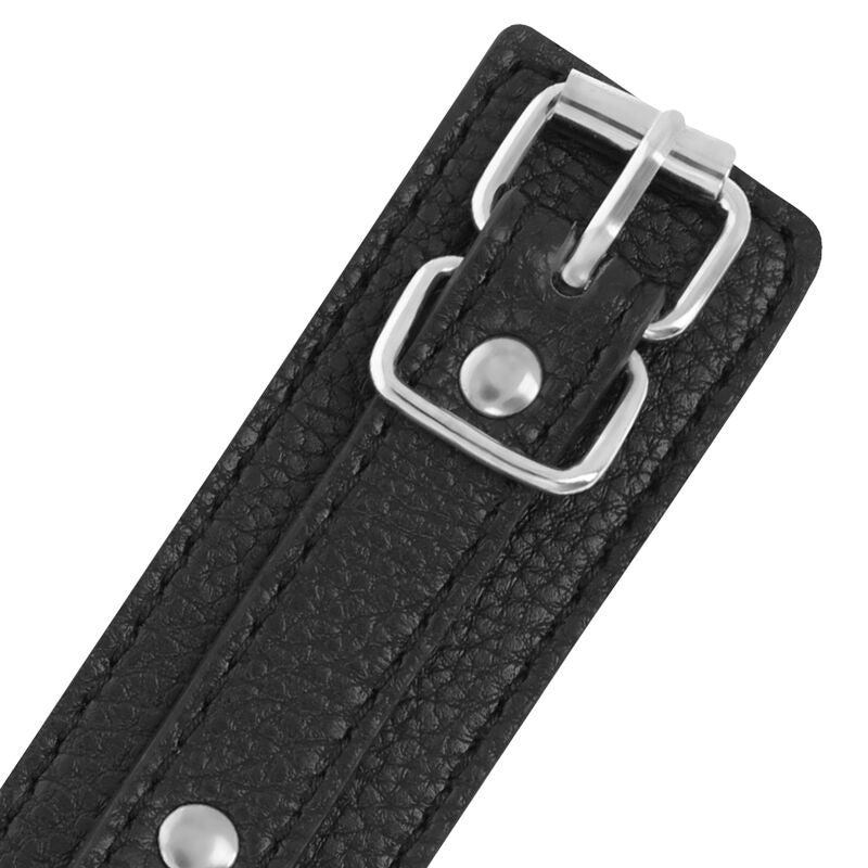 TÉNÈBRES - MENOTTES EN CUIR TEXTURÉ NOIR