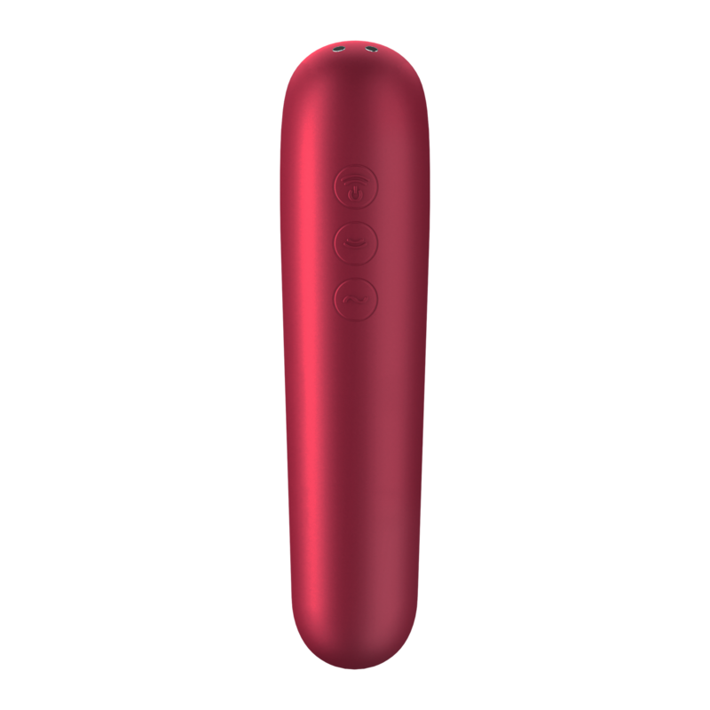 SATISFYER - DUAL LOVE VIBRATOR AND SUCTION CUP WITH PULSATED AIR RED