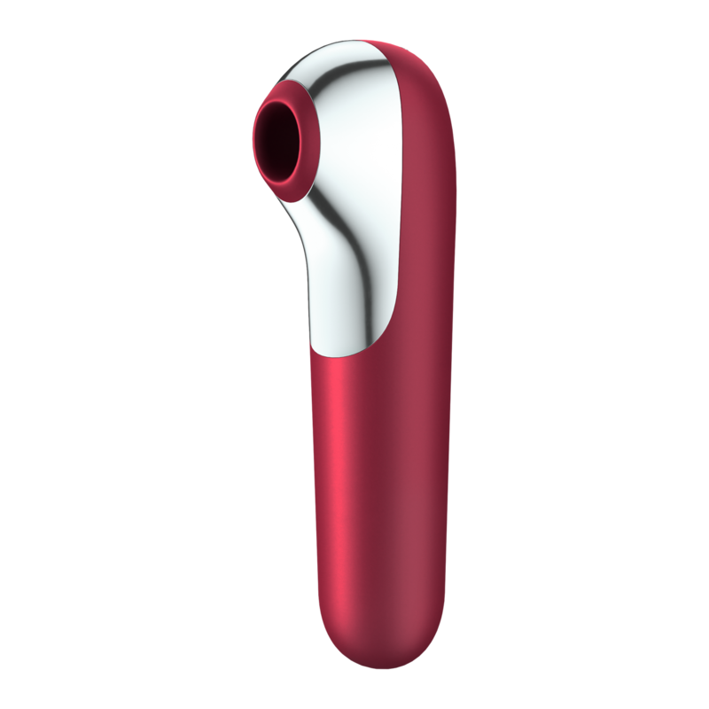 SATISFYER - DUAL LOVE VIBRATOR AND SUCTION CUP WITH PULSATED AIR RED