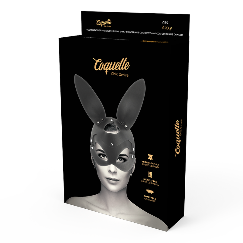 COQUETTE CHIC DESIRE - VEGAN LEDEREN MASKER MET KONIJNENOREN