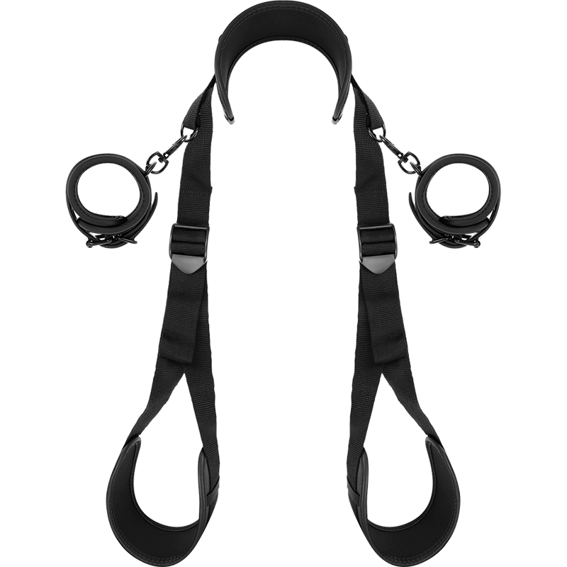FETISH SUBMISSIVE - OPEN LEGS POSITION WITH NOPRENE-LINED HANDCUFFS