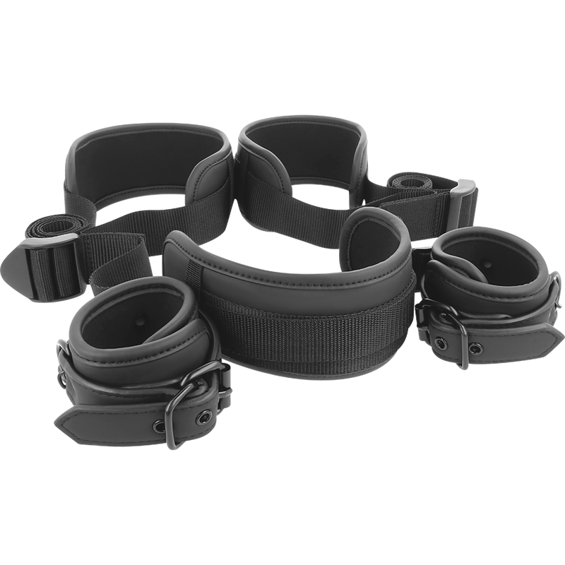 FETISH SUBMISSIVE - OPEN LEGS POSITION WITH NOPRENE-LINED HANDCUFFS