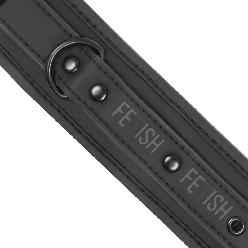 FETISH SUBMISSIVE - NECKLACE AND HANDCUFFS MADE FROM VEGAN LEATHER WITH NOPRENE LINING