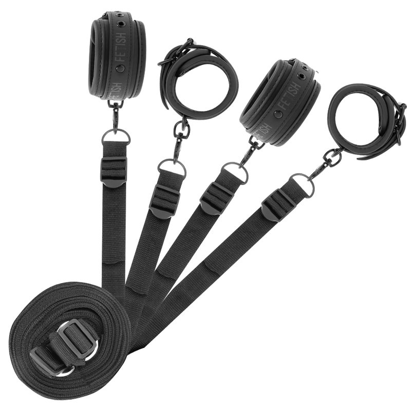FETISH SUBMISSIVE - SET HANDBOEIEN EN DASSEN MET NOPREEN VOERING