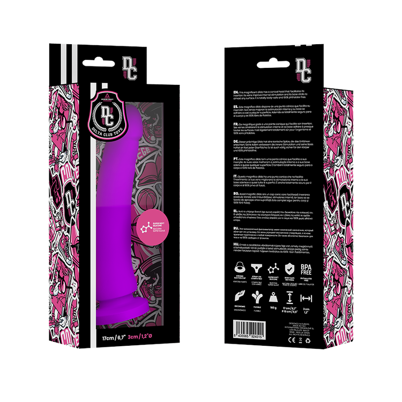 DELTA CLUB - SPEELGOED PAARSE DILDO MEDISCHE SILICONEN 17 CM -O- 3 CM