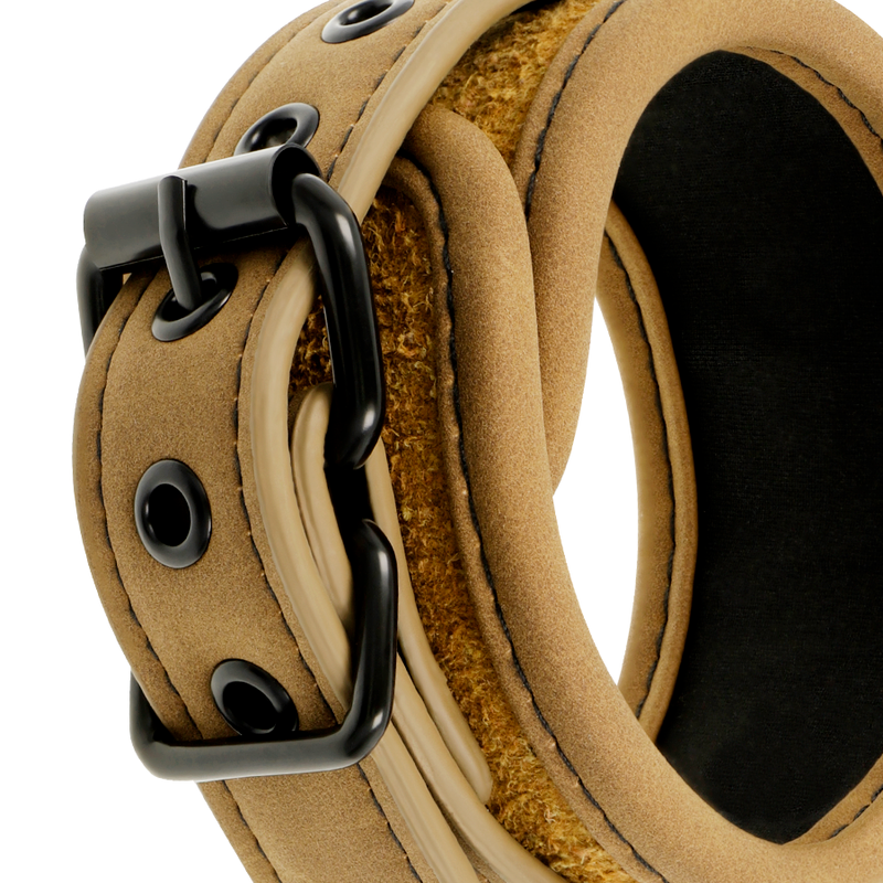 ORIGINE FÉTICHISME SOUMIS - MENOTTES EN CUIR VÉGAN AVEC DOUBLURE EN NÉOPRÈNE