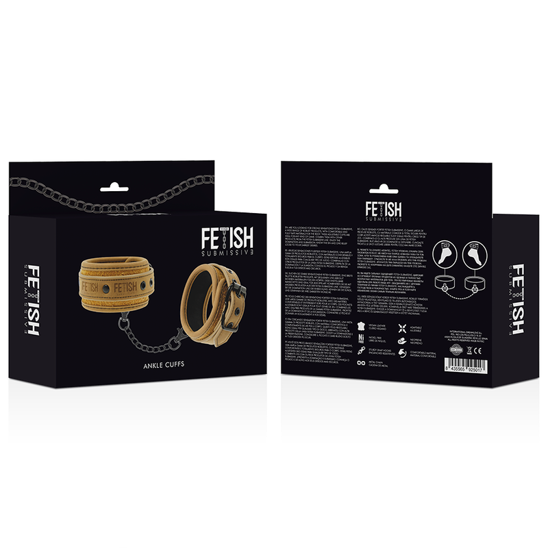 FETISH SUBMISSIVE ORIGEN - Menottes de cheville en cuir vegan avec doublure en néoprène