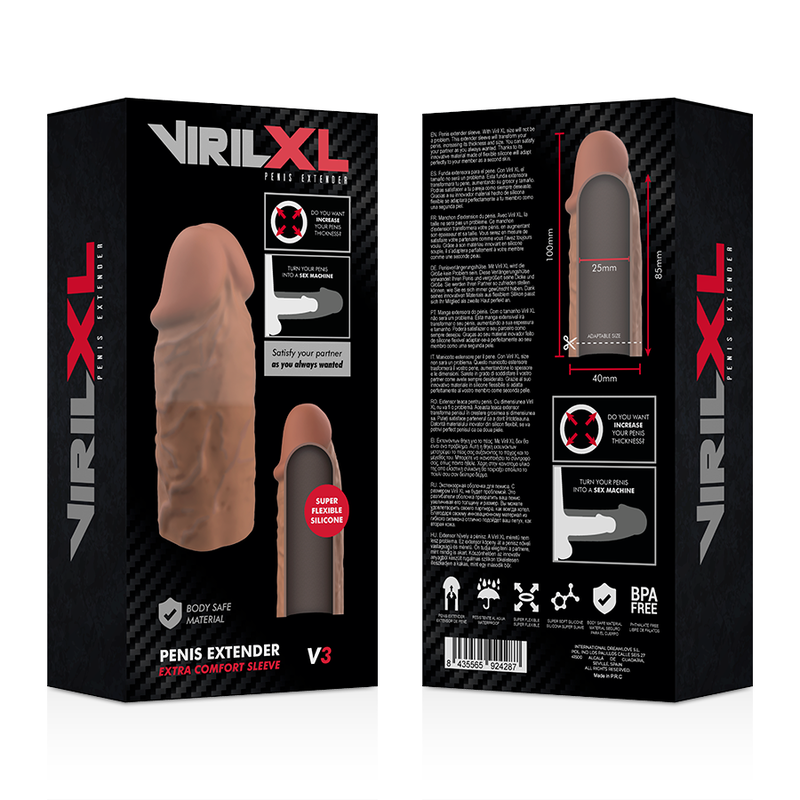 VIRILXL - EXTENSION DE PÉNIS EN SILICONE LIQUIDE V3 MARRON