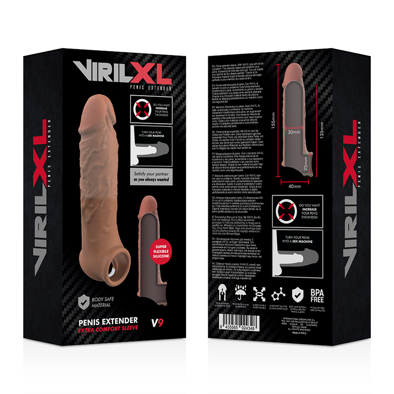 VIRILXL - EXTENSION DE PÉNIS EN SILICONE LIQUIDE V9 MARRON