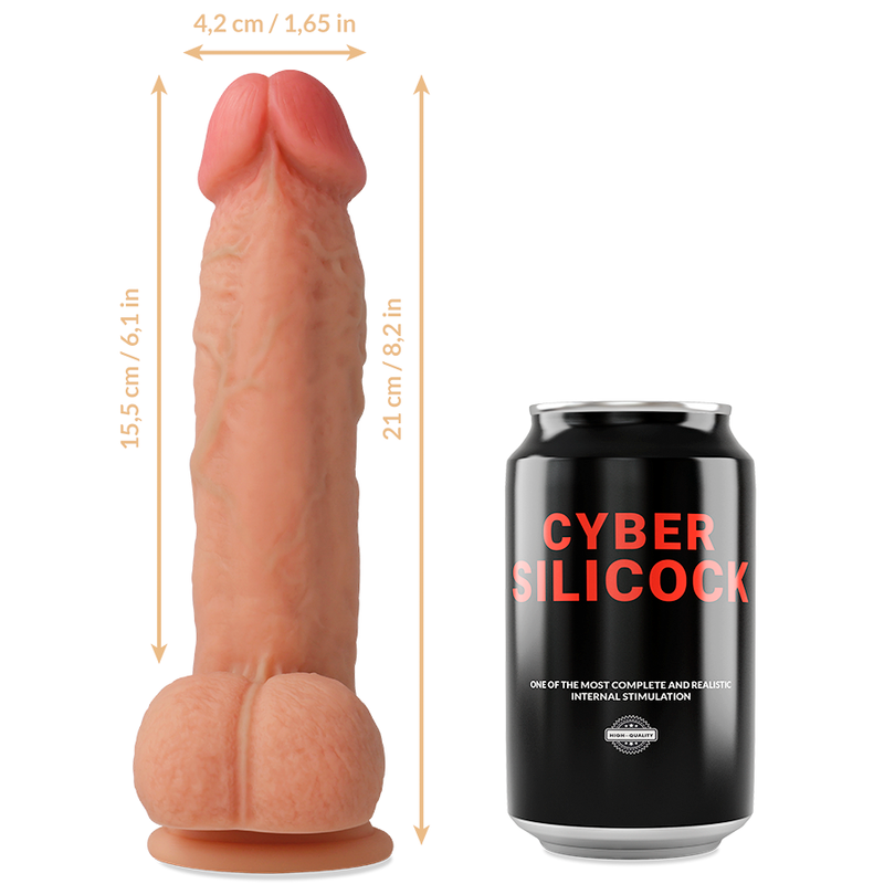 CYBER SILICOCK - STRAP-ON SAUL VLOEIBARE SILICONEN MET 3 GRATIS RINGEN 15,5 CM -O- 4,2 CM