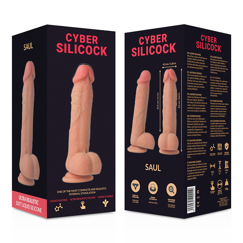 CYBER SILICOCK - STRAP-ON SAUL VLOEIBARE SILICONEN MET 3 GRATIS RINGEN 15,5 CM -O- 4,2 CM