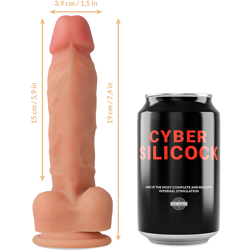 CYBER SILICOCK - STRAP-ON LIQUID SILICONE OLIVER WITH 3 FREE RINGS 19 CM -O- 3.9 CM