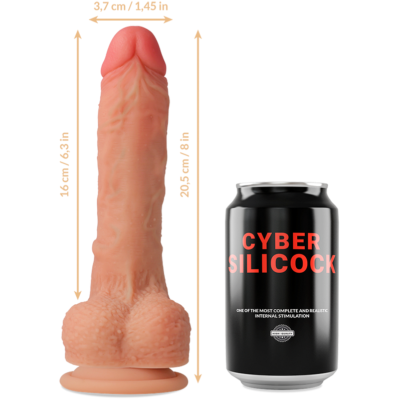 CYBER SILICOCK - STRAP-ON CONNOR VLOEIBARE SILICONEN MET 3 RINGEN GRATIS 20,5 CM -O- 3,7 CM