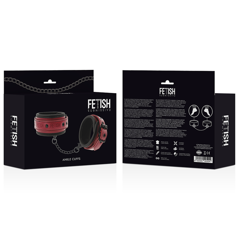 FETISH SUBMISSIVE DARK ROOM - ANKLE HANDCUFFS MADE FROM VEGAN LEATHER WITH NEOPRENE LINING