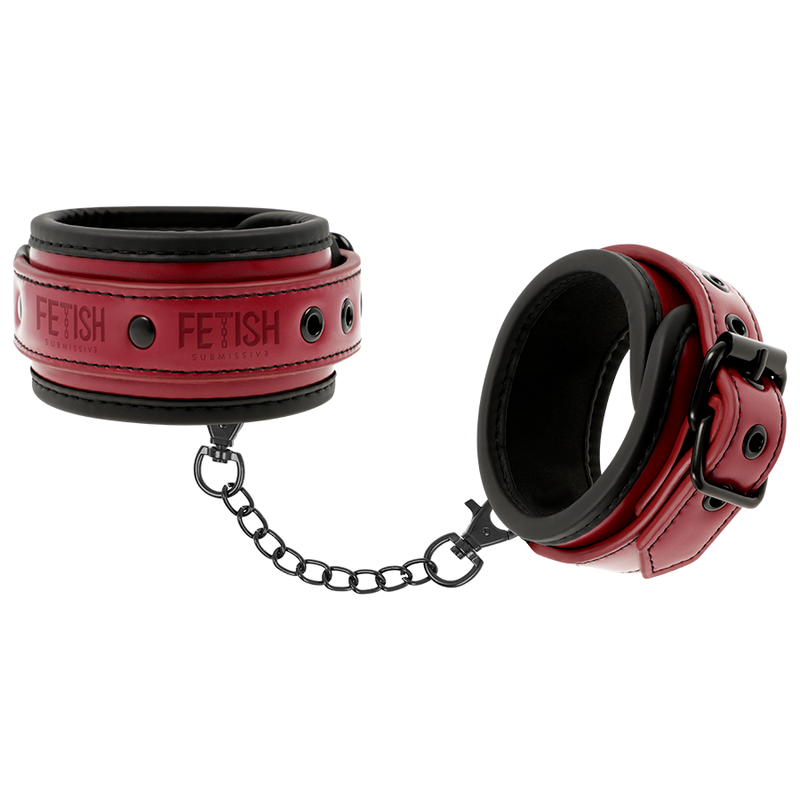 FETISH SUBMISSIVE DARK ROOM - ANKLE HANDCUFFS MADE FROM VEGAN LEATHER WITH NEOPRENE LINING