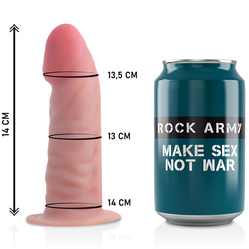 ROCKARMY - STRAP + DUBBELE DICHTHEID TIGER REALISTISCHE DILDO 14 CM -O- 4.46 CM