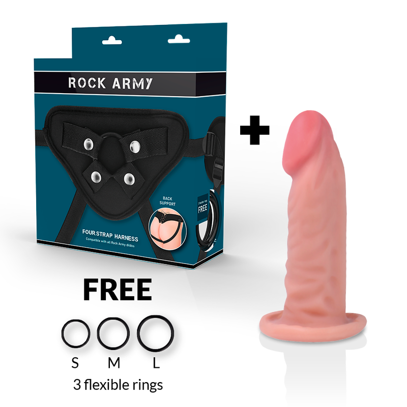 ROCKARMY - STRAP + DUBBELE DICHTHEID TIGER REALISTISCHE DILDO 14 CM -O- 4.46 CM