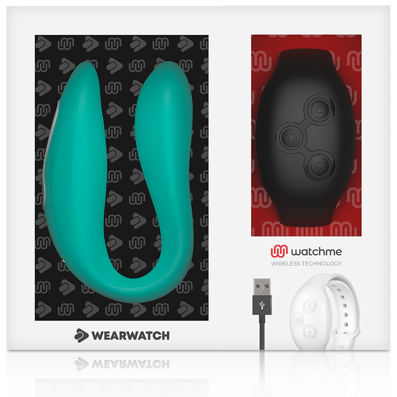 WEARWATCH - VIBRATOR MET DUBBELE TECHNOLOGIE WATCHME AQUAMARINE / JET
