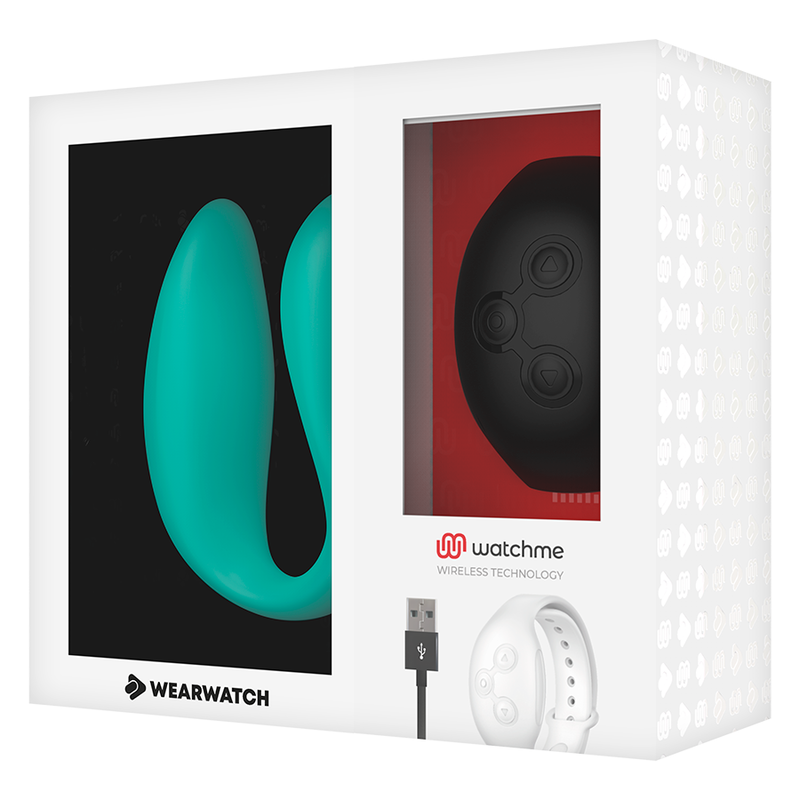 WEARWATCH - VIBRATOR MET DUBBELE TECHNOLOGIE WATCHME AQUAMARINE / JET