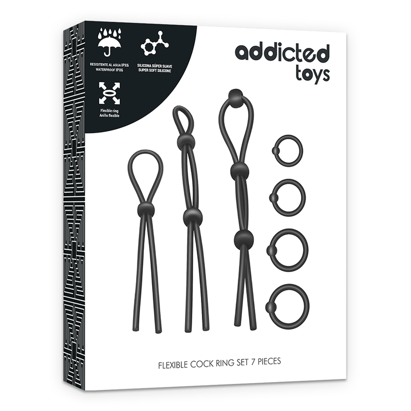 ADDICTED TOYS - ENSEMBLE DE 7 ANNEAUX PÉNIENS EN SILICONE FLEXIBLE